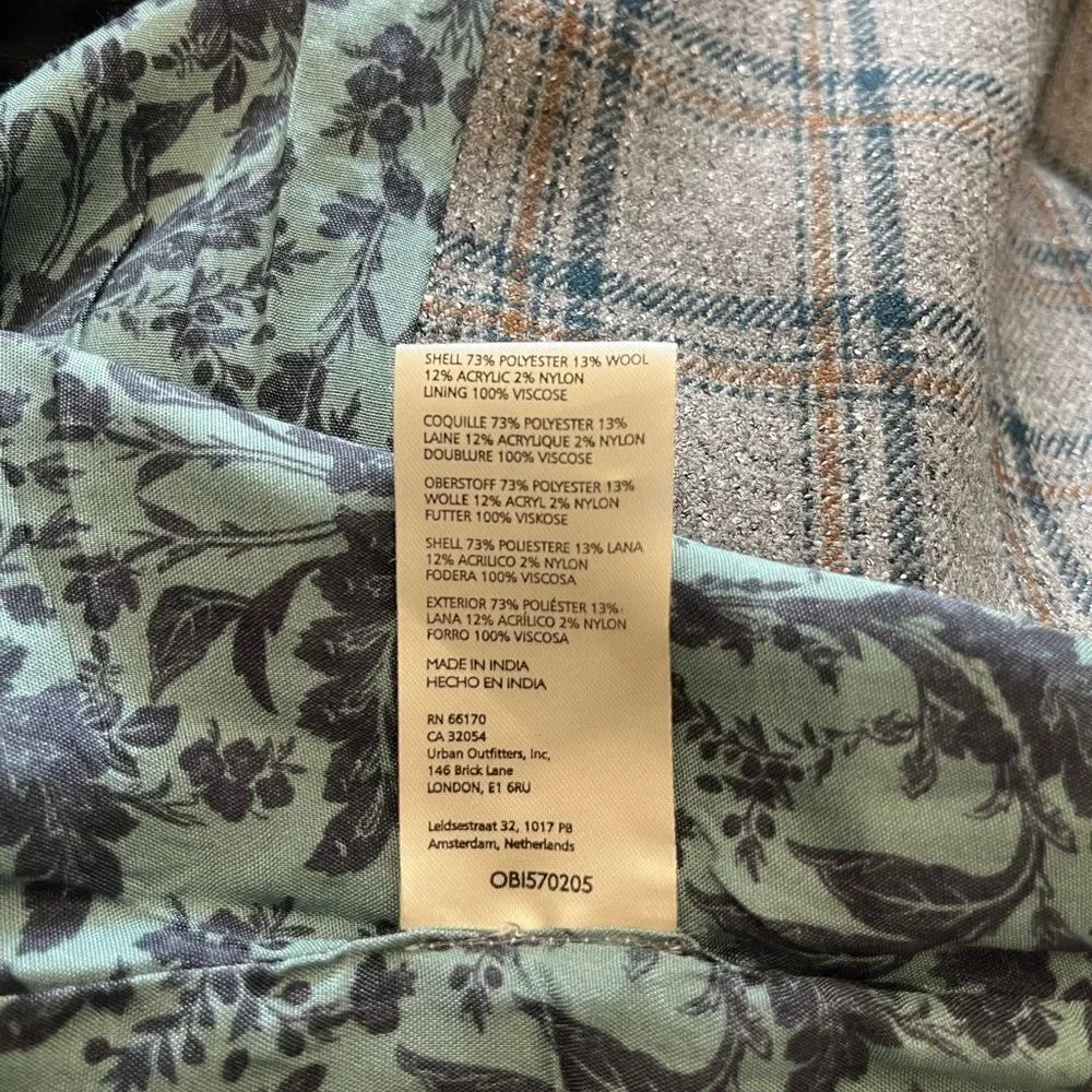 Free People Plaid Double-Breasted Coat